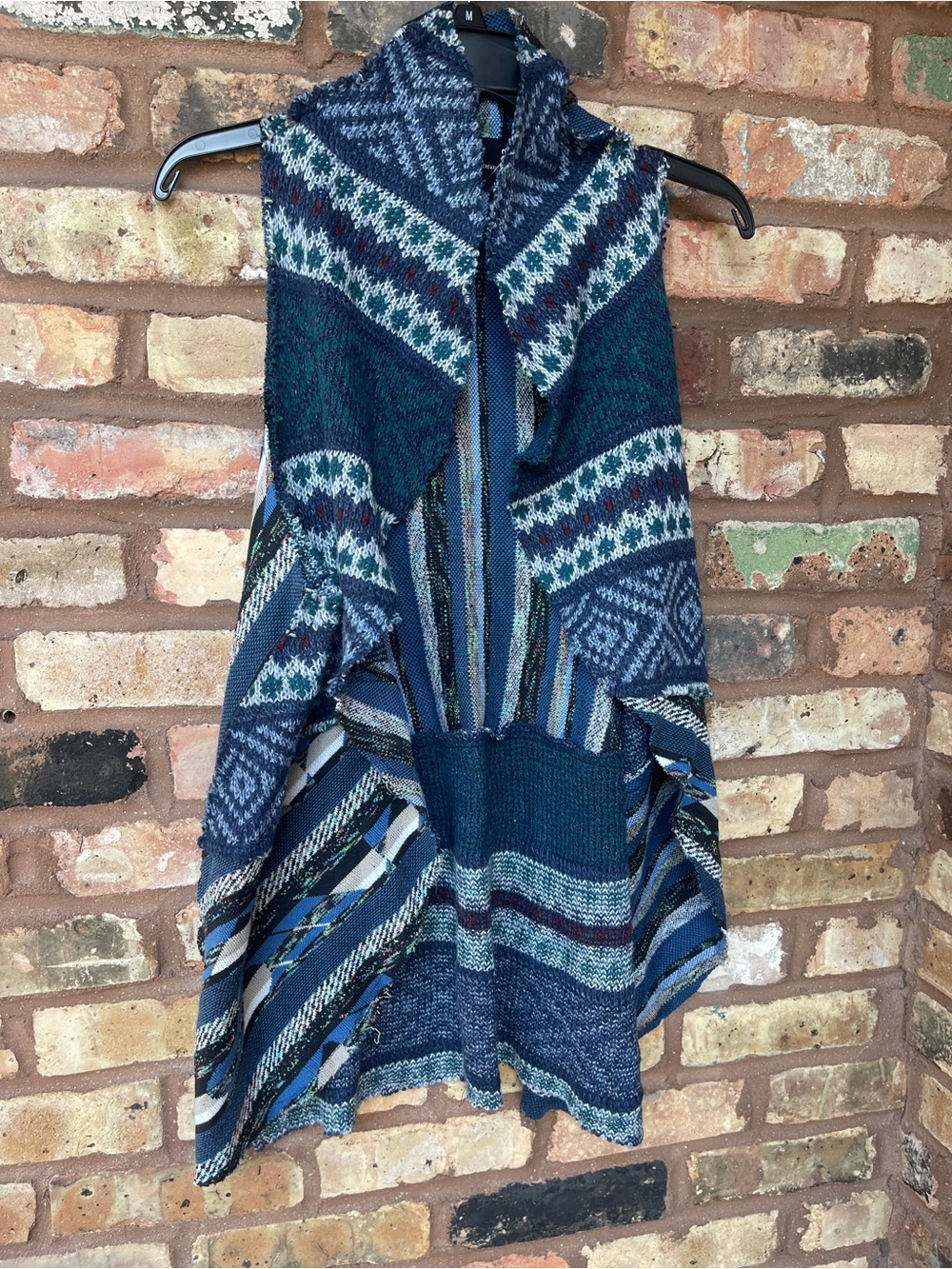 Urban Renewal Blue Multi-Patterned Knit Vest